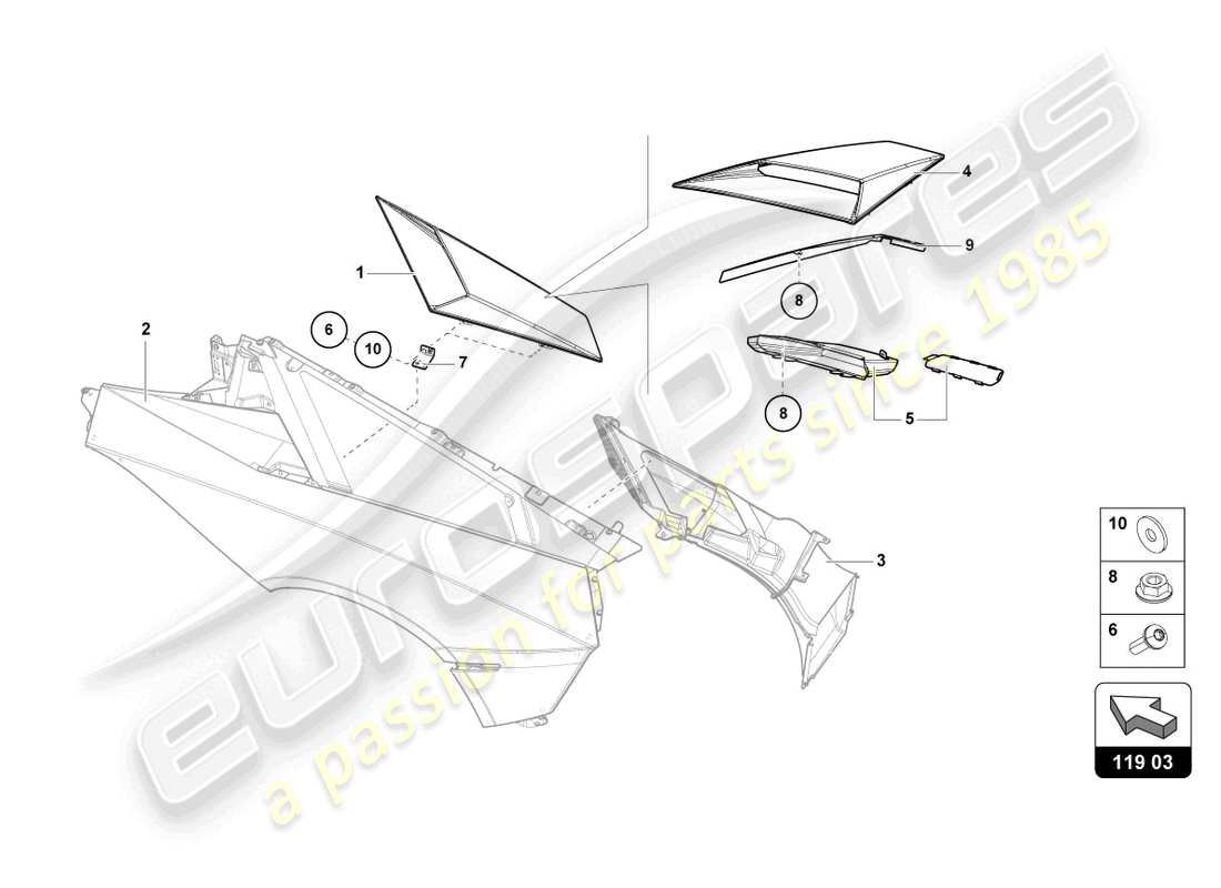 lamborghini 2021 (lp770-4 svj roadster) air intake trim plate parts diagram