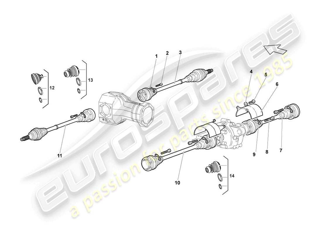 lamborghini murcielago roadster (2006) drive shaft front part diagram