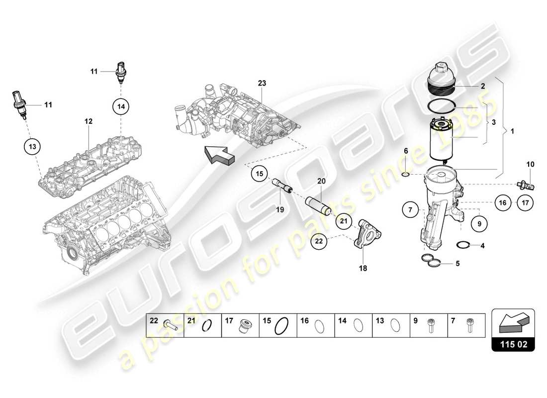 lamborghini 2019 (lp610-4 coupe) oil filter element part diagram