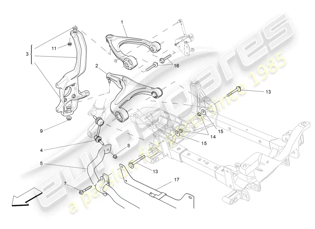 maserati levante gt (2022) front suspension parts diagram
