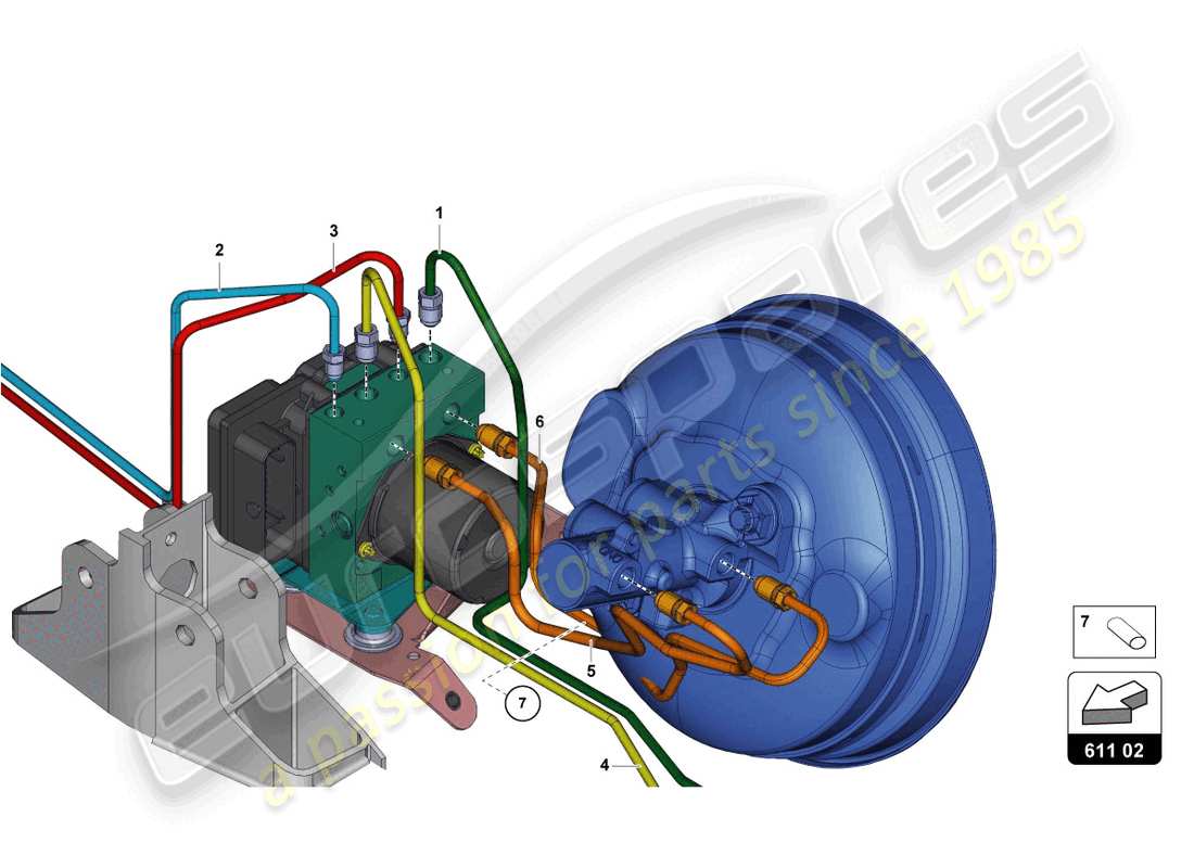 lamborghini lp740-4 s coupe (2018) brake servo, pipes and vacuum system part diagram