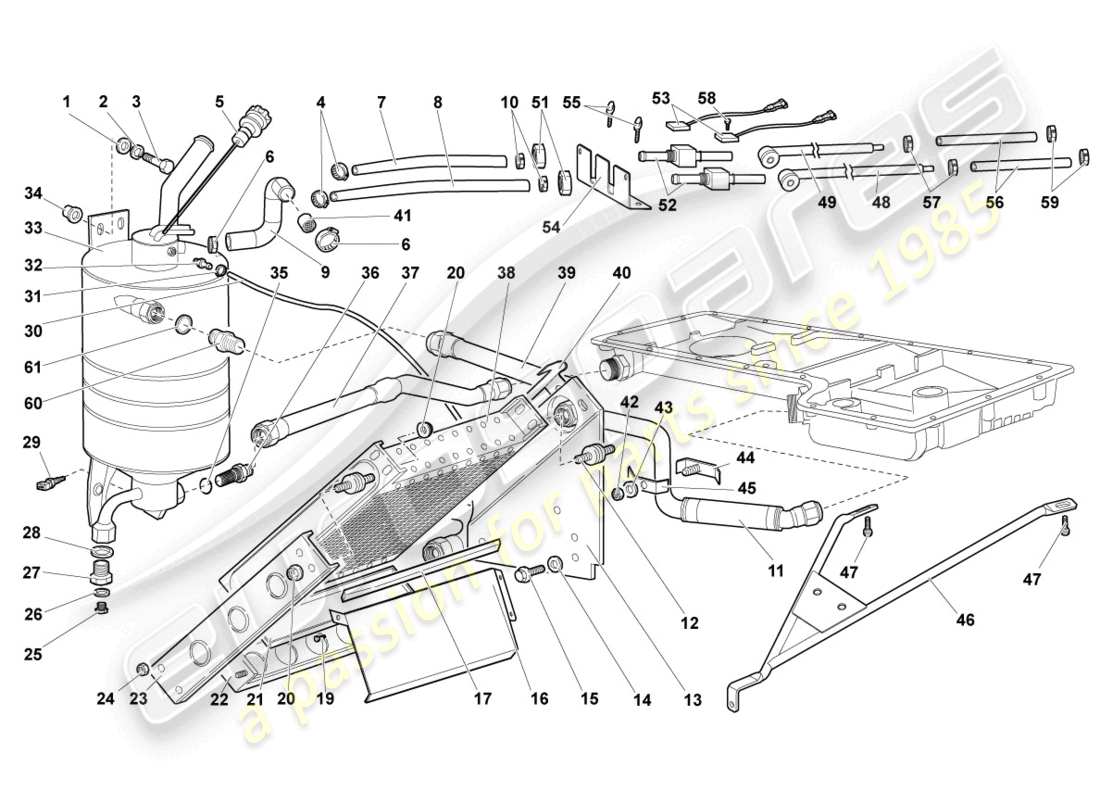 lamborghini murcielago roadster (2006) oil cooler part diagram