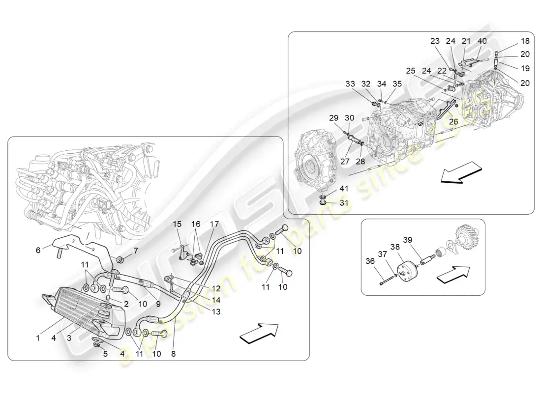 maserati granturismo mc stradale (2013) lubrication and gearbox oil cooling parts diagram