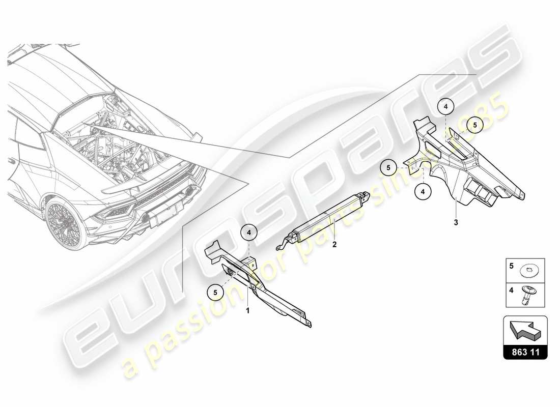 lamborghini performante coupe (2020) engine cover part diagram