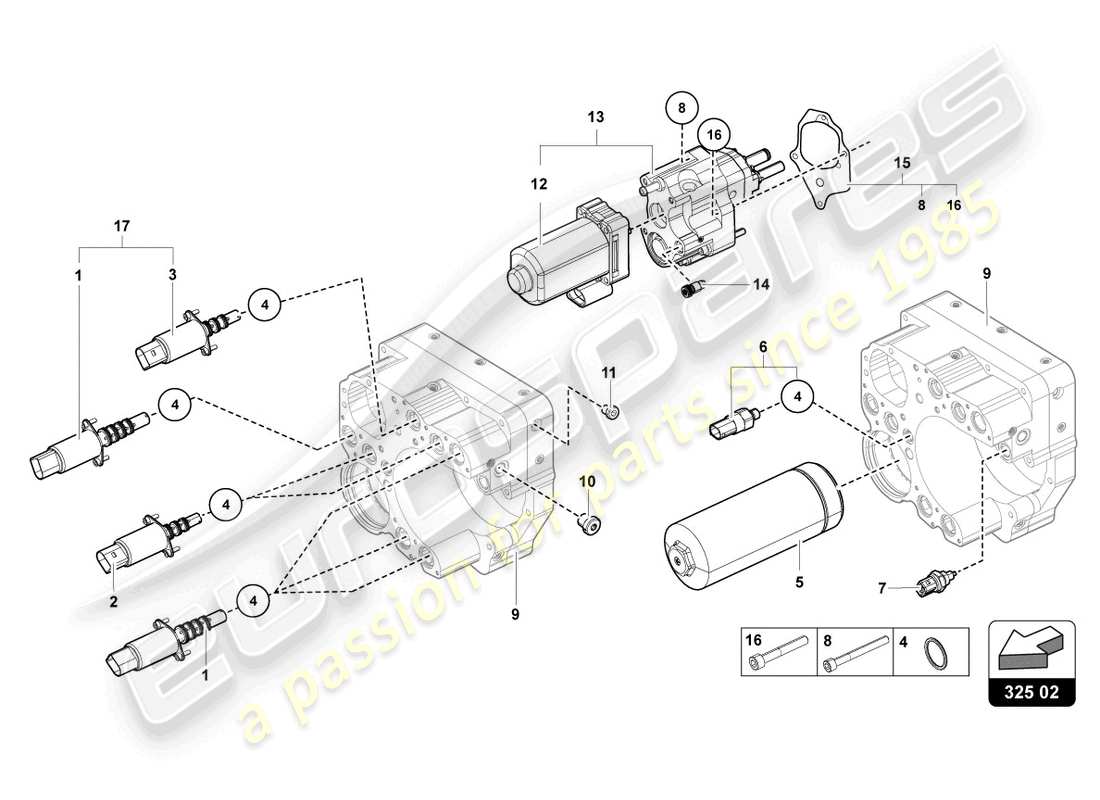 lamborghini lp750-4 sv coupe (2017) hydraulics control unit parts diagram