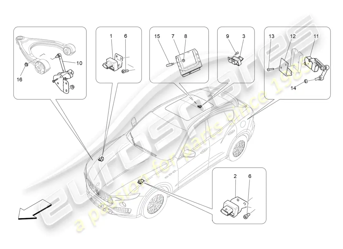 maserati levante modena (2022) electronic control (suspension) parts diagram