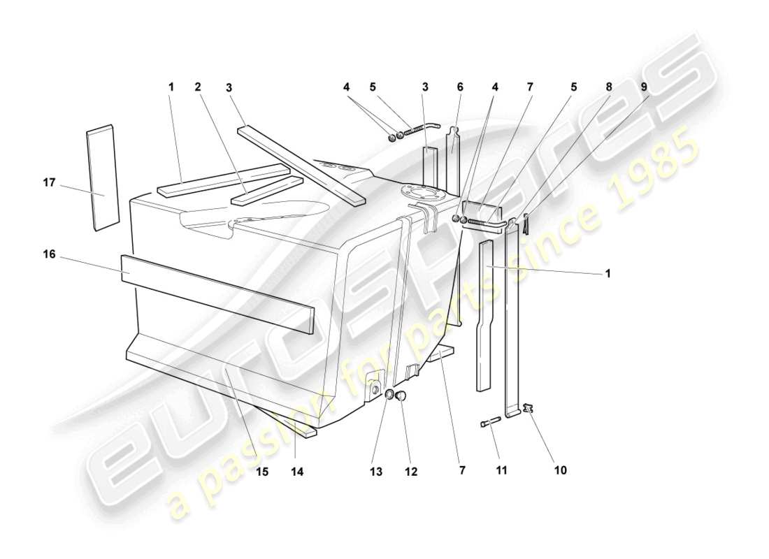 lamborghini murcielago coupe (2003) fuel tank with attachments part diagram