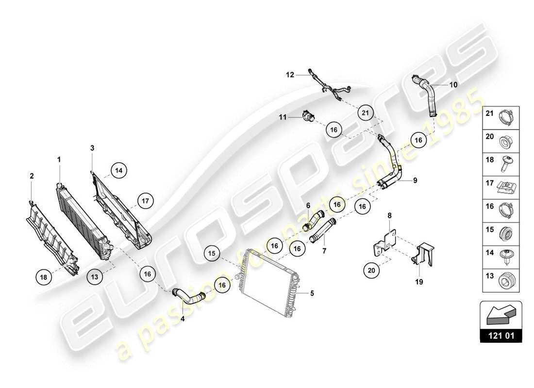 lamborghini lp610-4 coupe (2015) cooler for coolant parts diagram