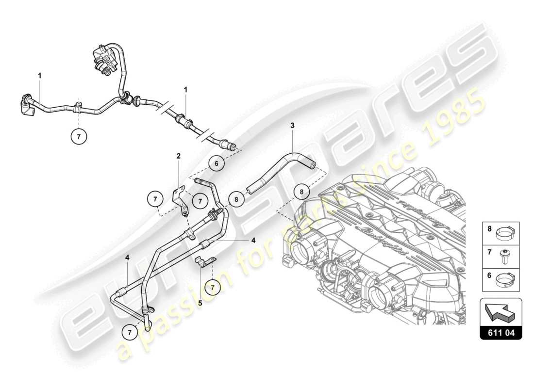 lamborghini 2020 (lp740-4 s roadster) vacuum hoses part diagram