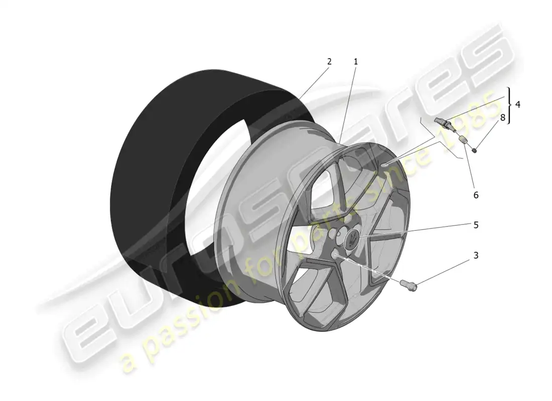 maserati mc20 (2022) wheels and tyres parts diagram