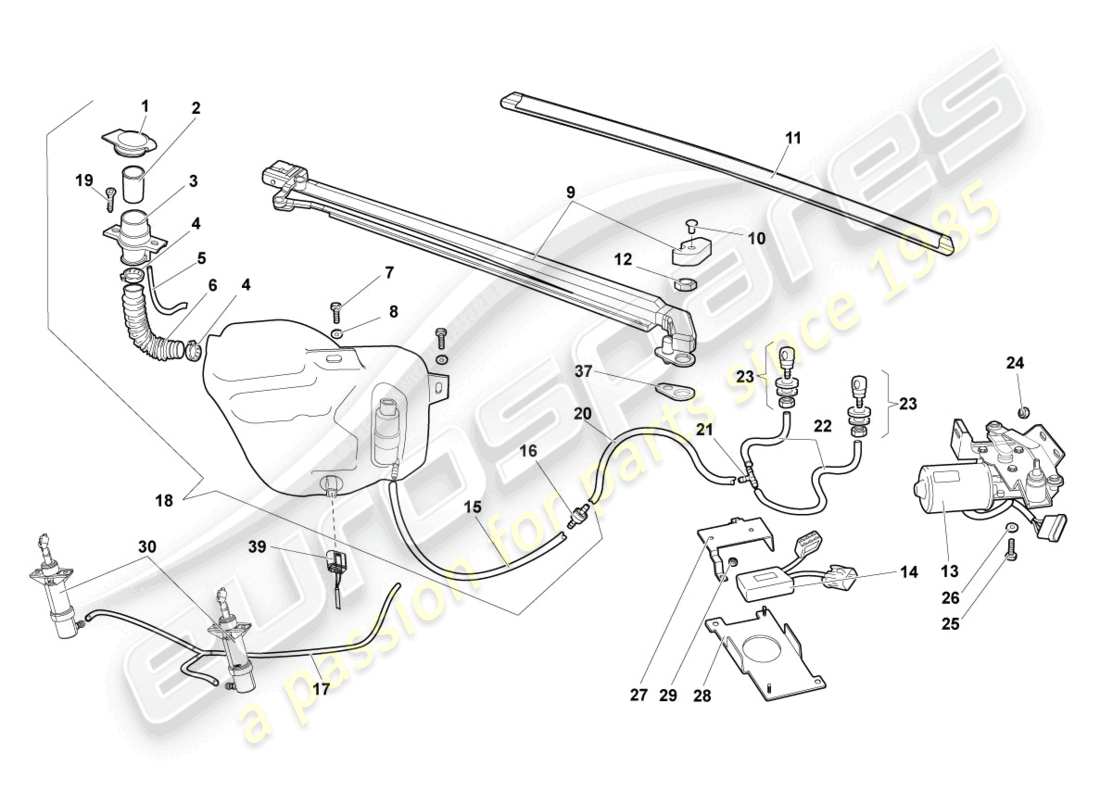 lamborghini murcielago roadster (2005) windshield wiper parts diagram