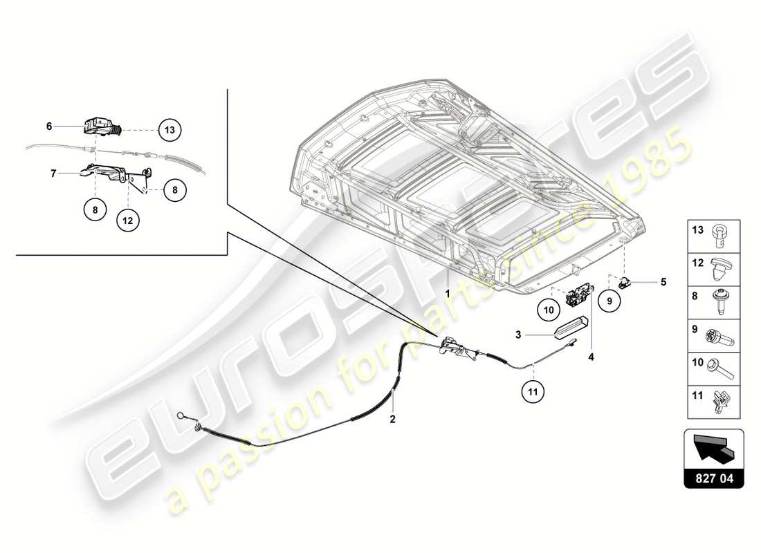 lamborghini performante coupe (2018) release lever parts diagram