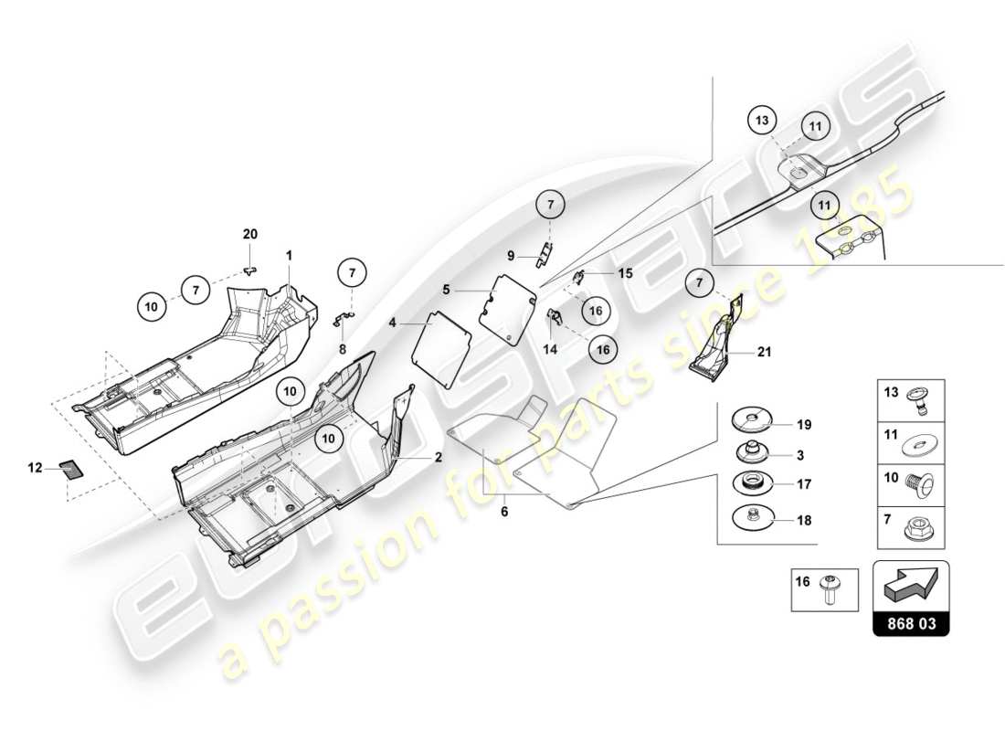 lamborghini lp610-4 avio (2016) noise insulation plate inner parts diagram