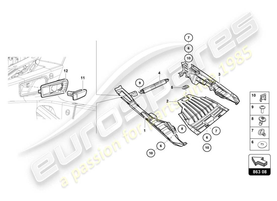 lamborghini lp610-4 coupe (2015) engine cover parts diagram