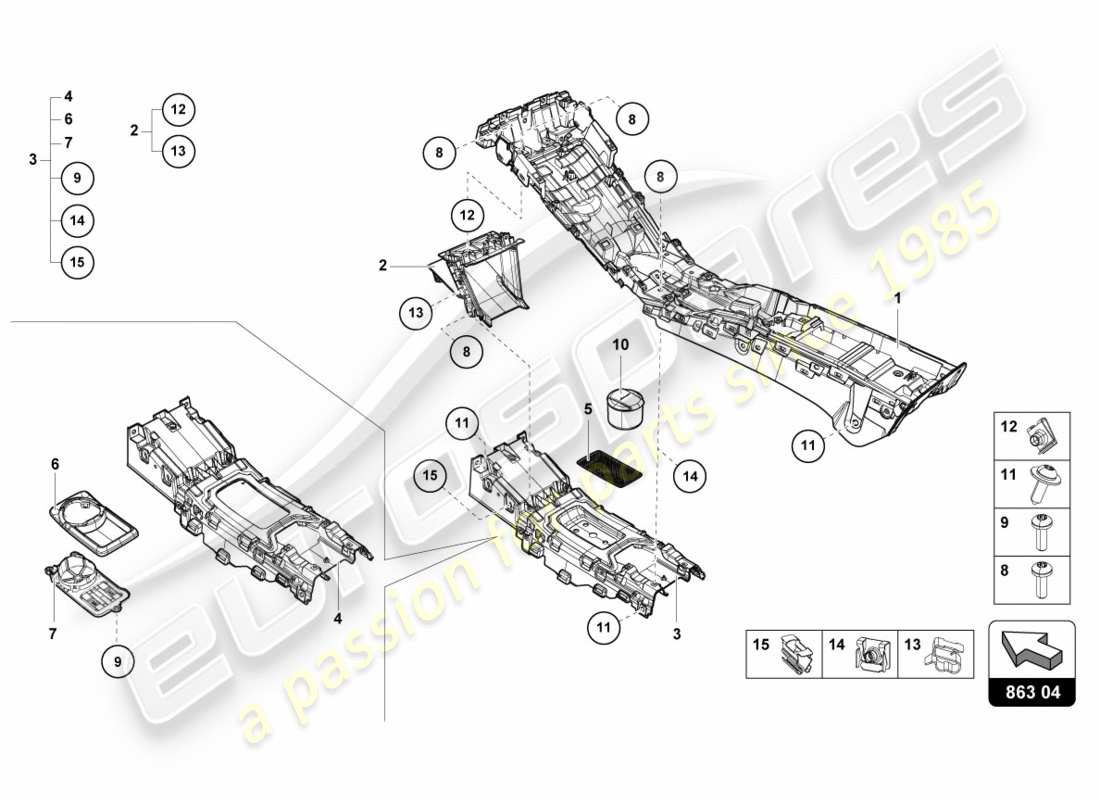 lamborghini performante spyder (2018) tunnel part diagram