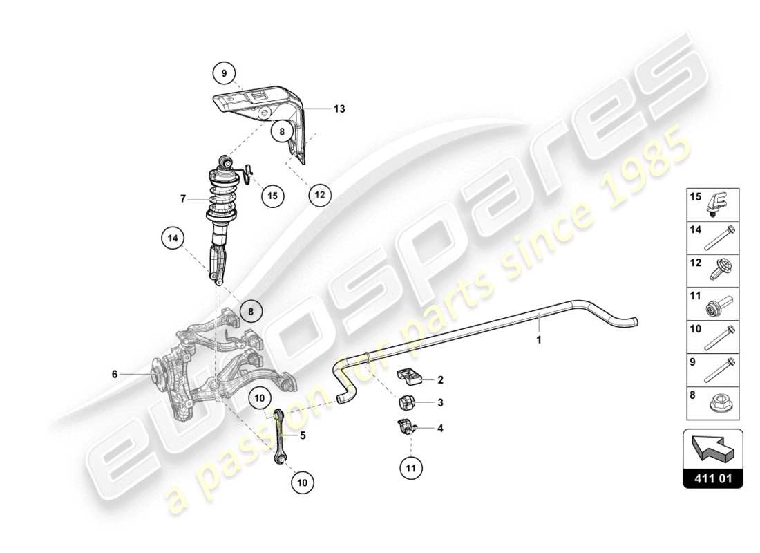 lamborghini evo spyder 2wd (2020) shock absorbers parts diagram