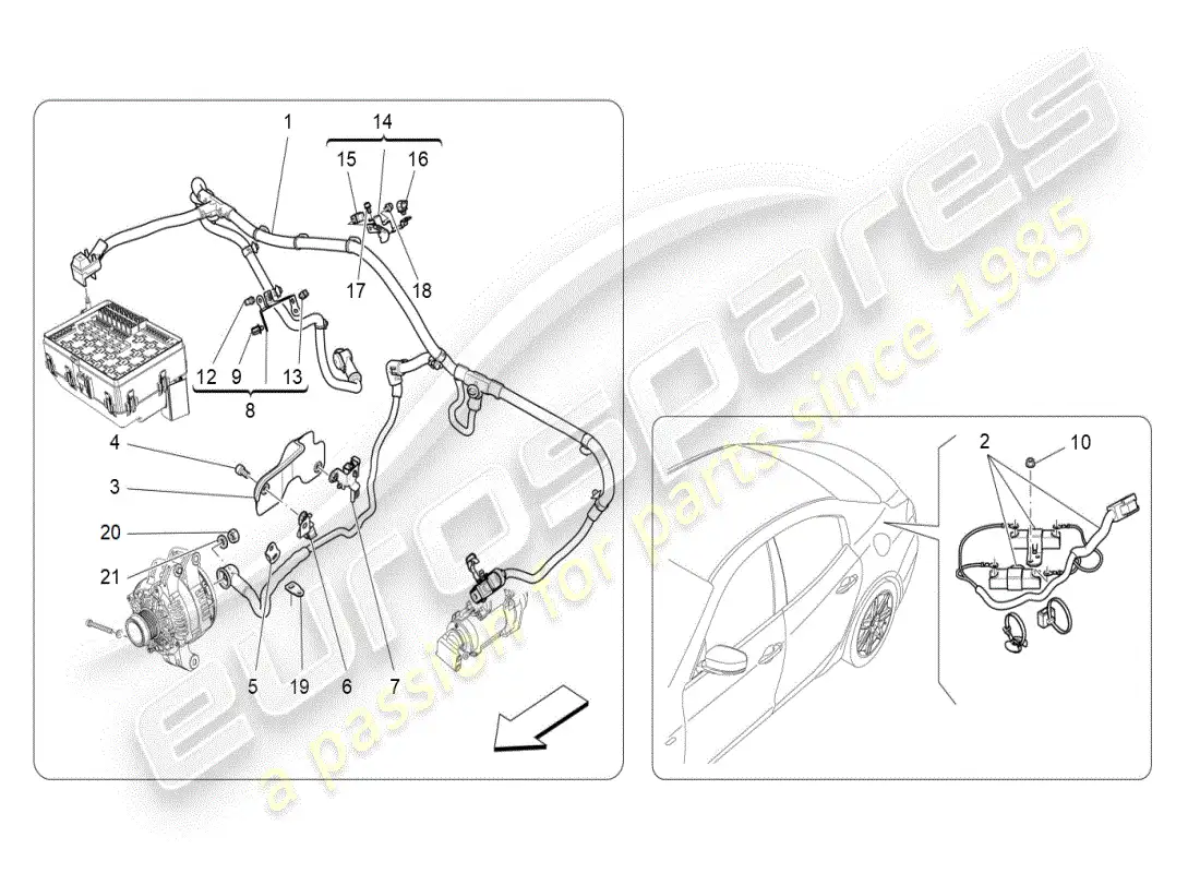 a part diagram from the maserati ghibli (2017 onwards) parts catalogue