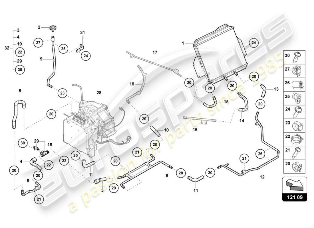 lamborghini sian (2020) cooling system part diagram