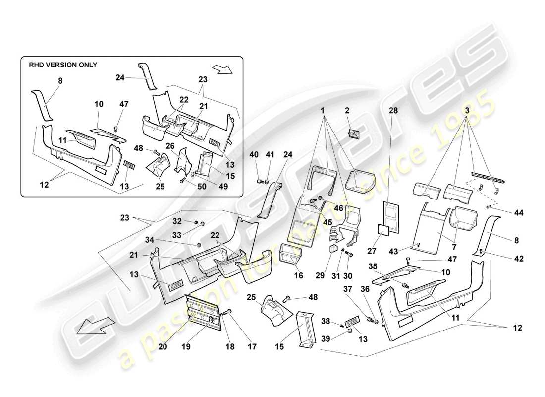 lamborghini murcielago coupe (2003) pillar trim parts diagram