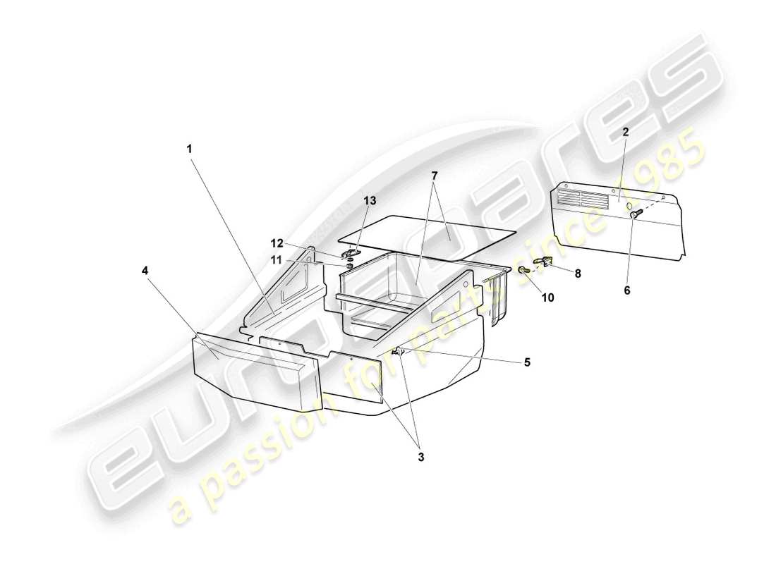 lamborghini murcielago coupe (2003) luggage boot trims part diagram