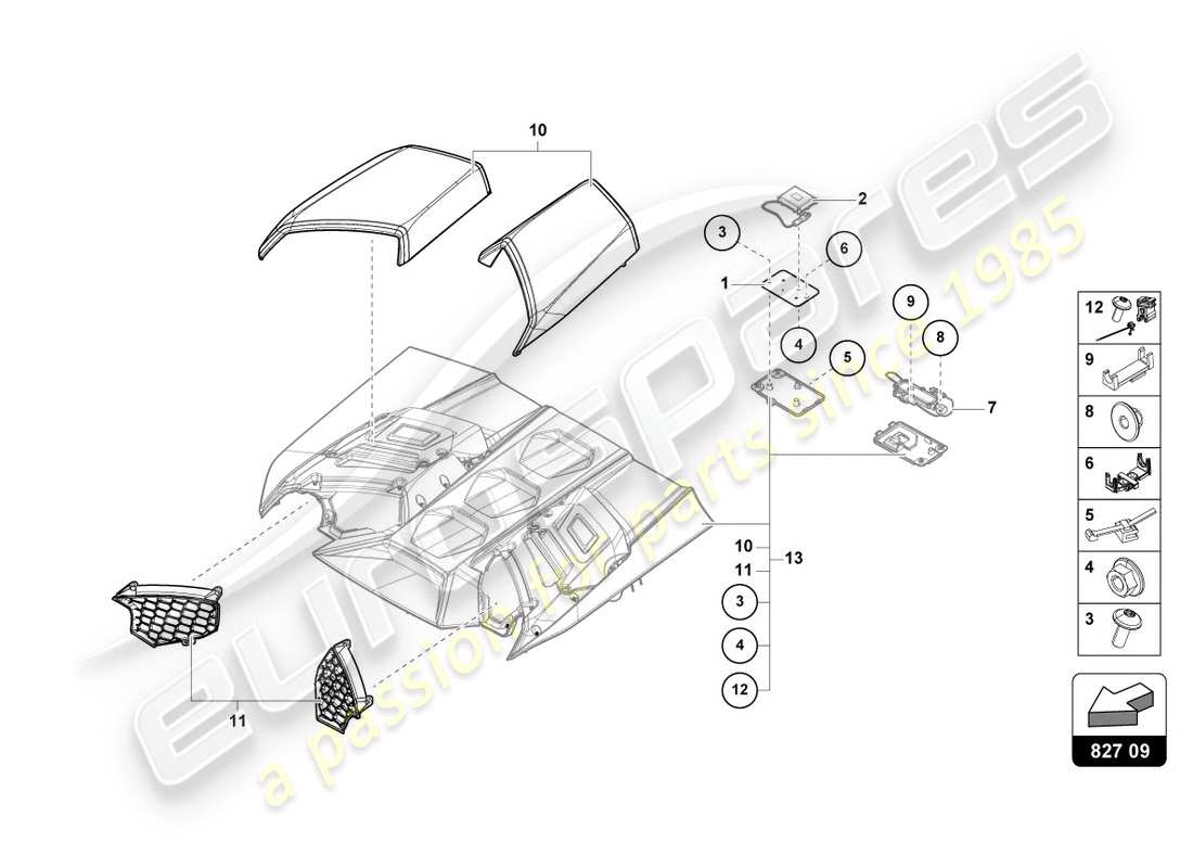 lamborghini performante spyder (2018) rear lid part diagram