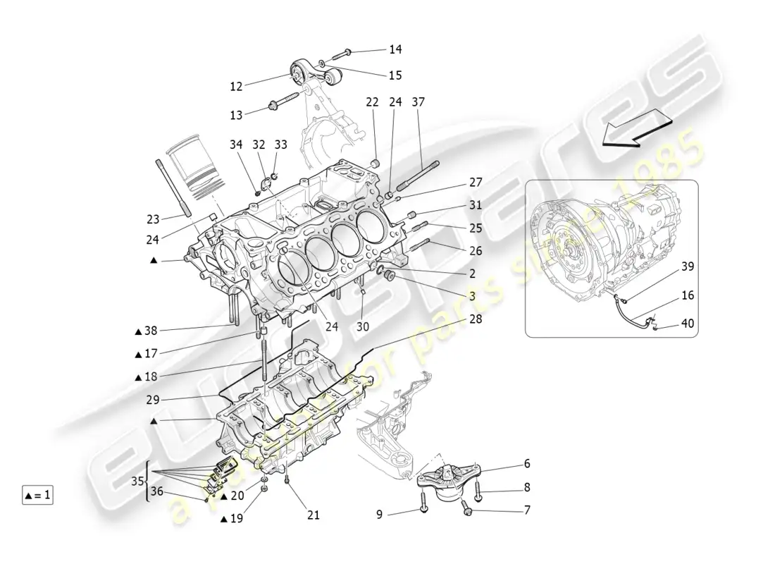 maserati levante modena s (2022) crankcase parts diagram