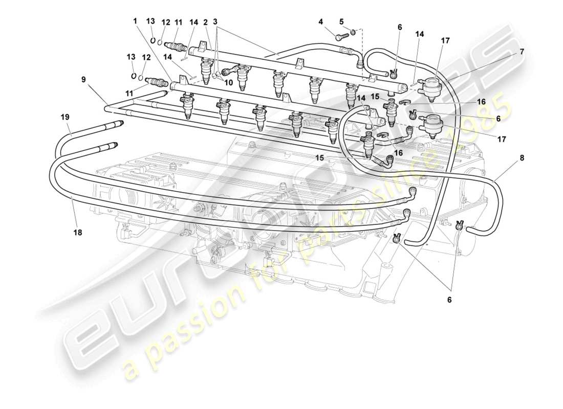 lamborghini murcielago roadster (2006) intake system part diagram