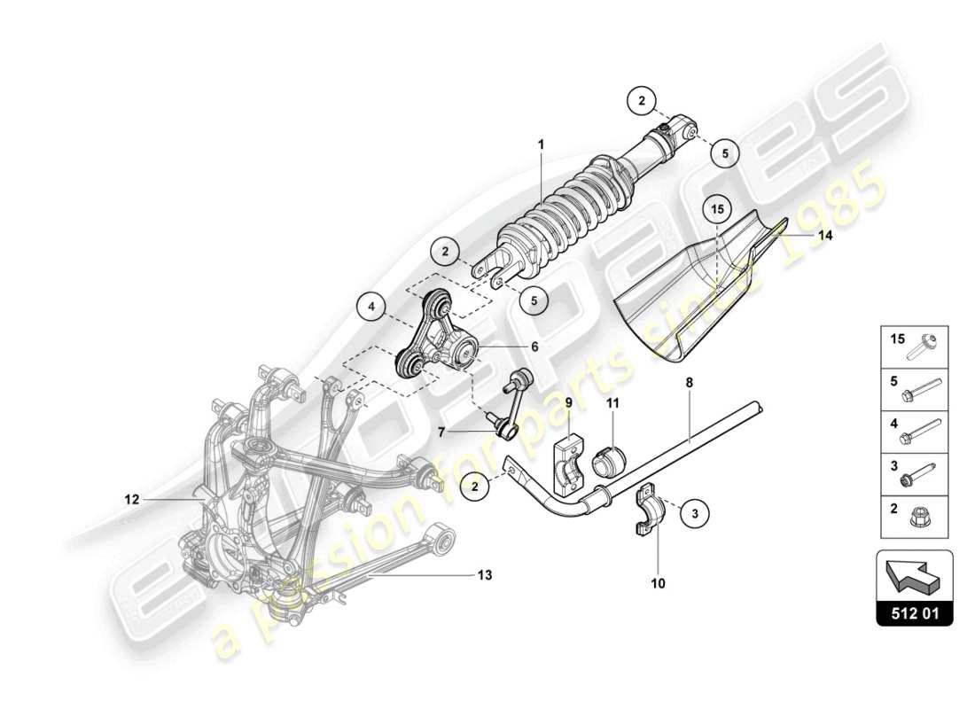 lamborghini lp740-4 s roadster (2018) shock absorbers rear parts diagram