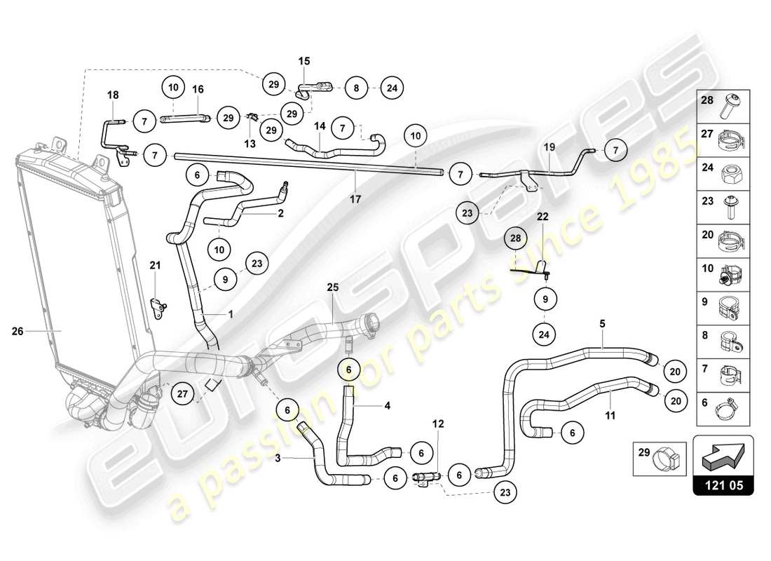 lamborghini lp740-4 s roadster (2019) cooling system parts diagram