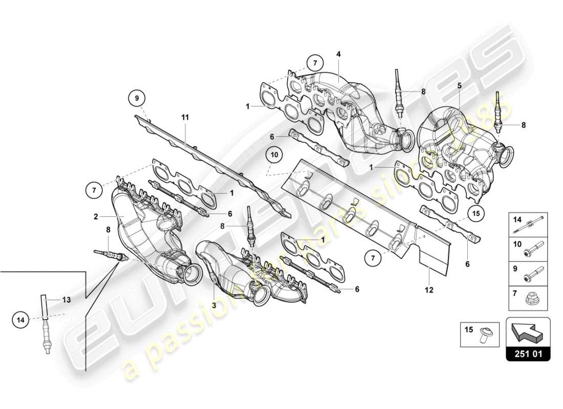 lamborghini lp740-4 s roadster (2019) exhaust system part diagram