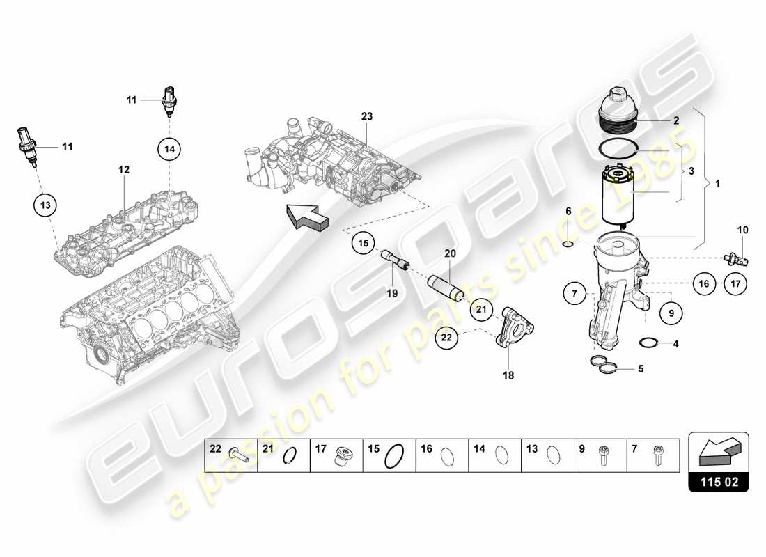 lamborghini 2018 (lp580-2 spyder) oil filter element part diagram
