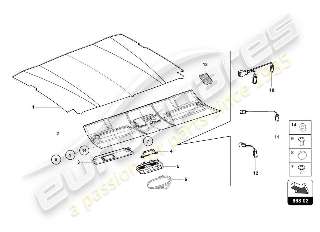 lamborghini 2017 (lp610-4 avio) roof trim part diagram