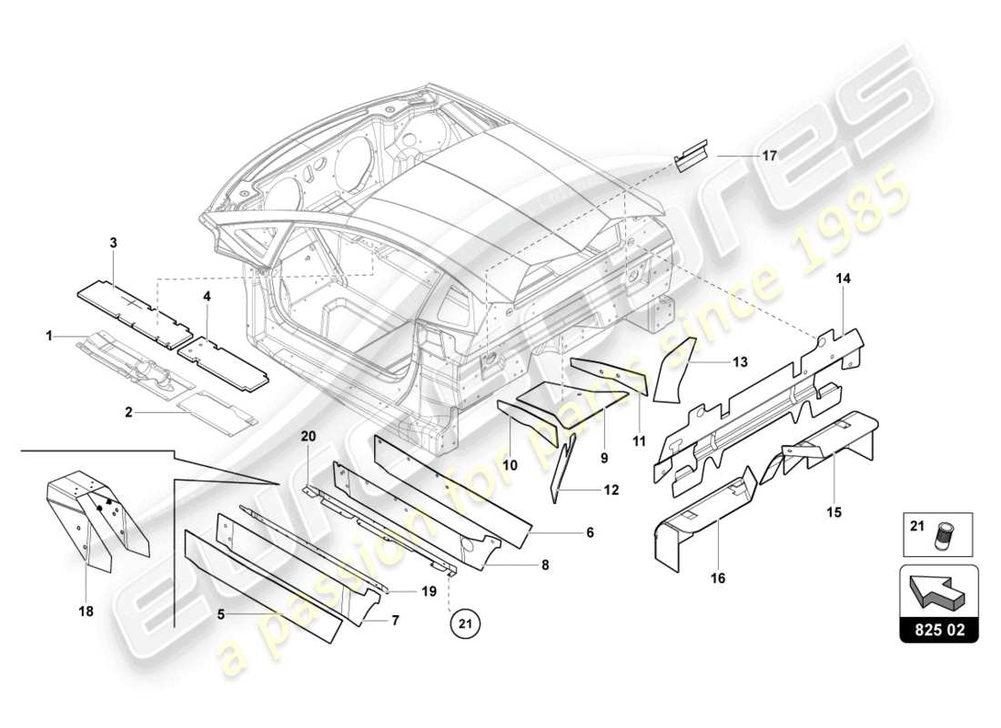 lamborghini 2021 (lp770-4 svj coupe) damper for tunnel parts diagram