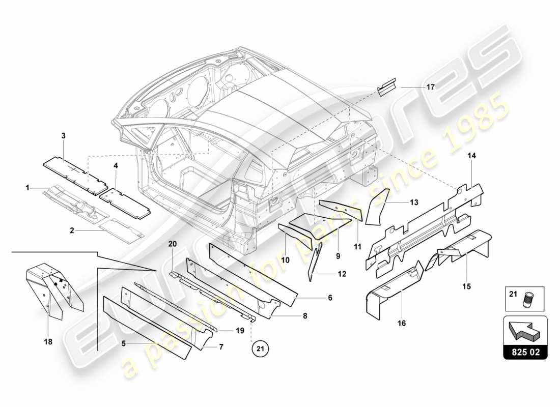 lamborghini centenario coupe (2017) damper for tunnel parts diagram