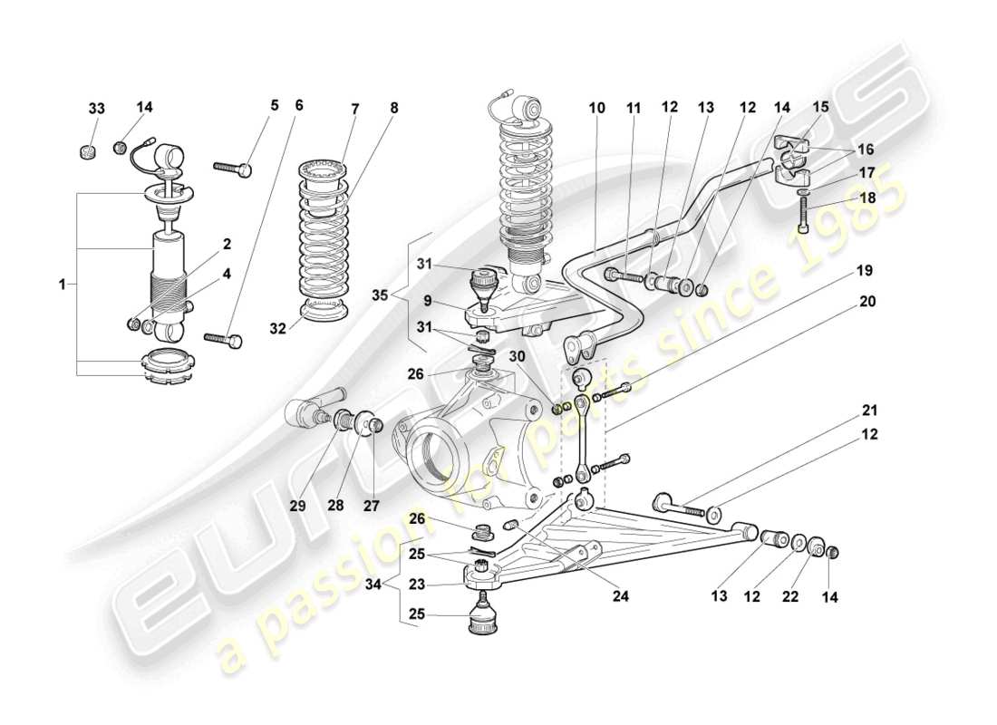 lamborghini murcielago coupe (2002) suspension front part diagram