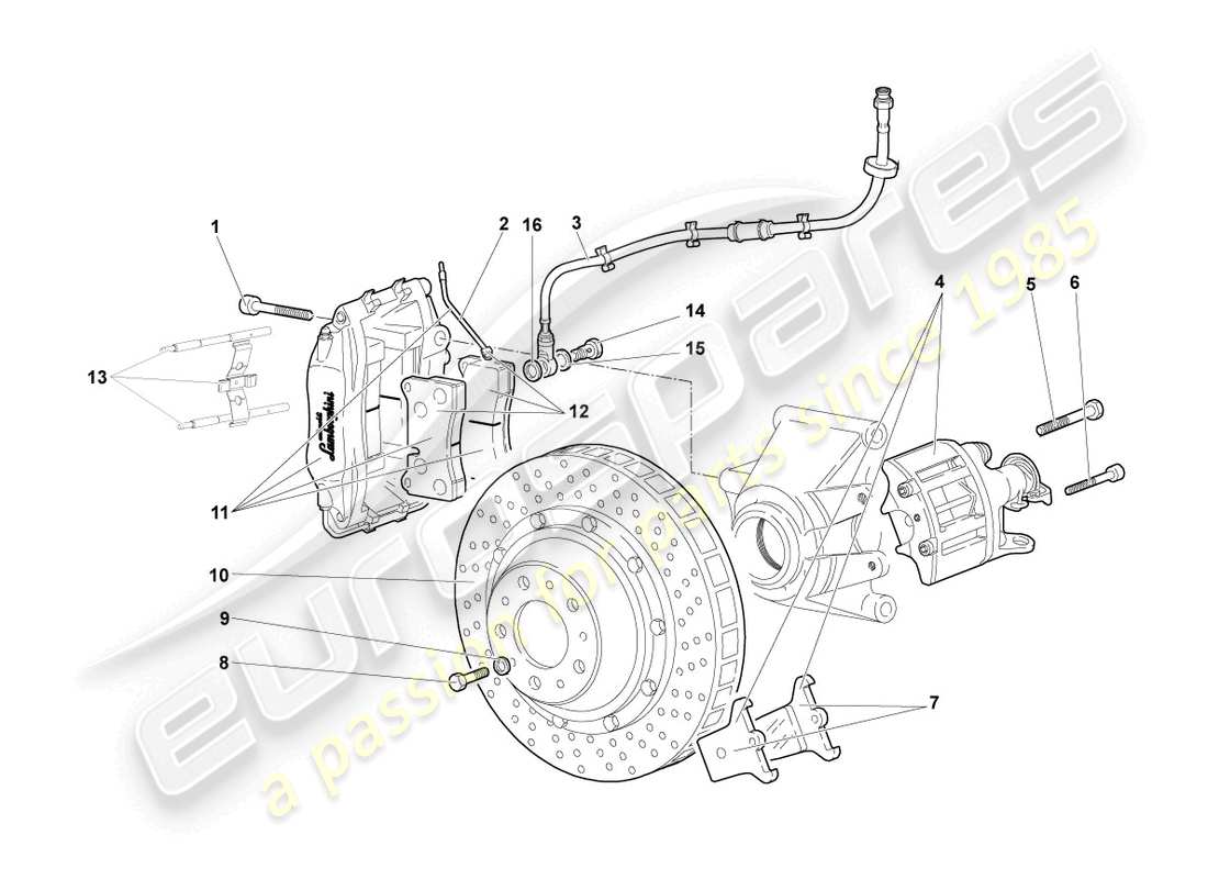 lamborghini murcielago roadster (2006) disc brake rear part diagram