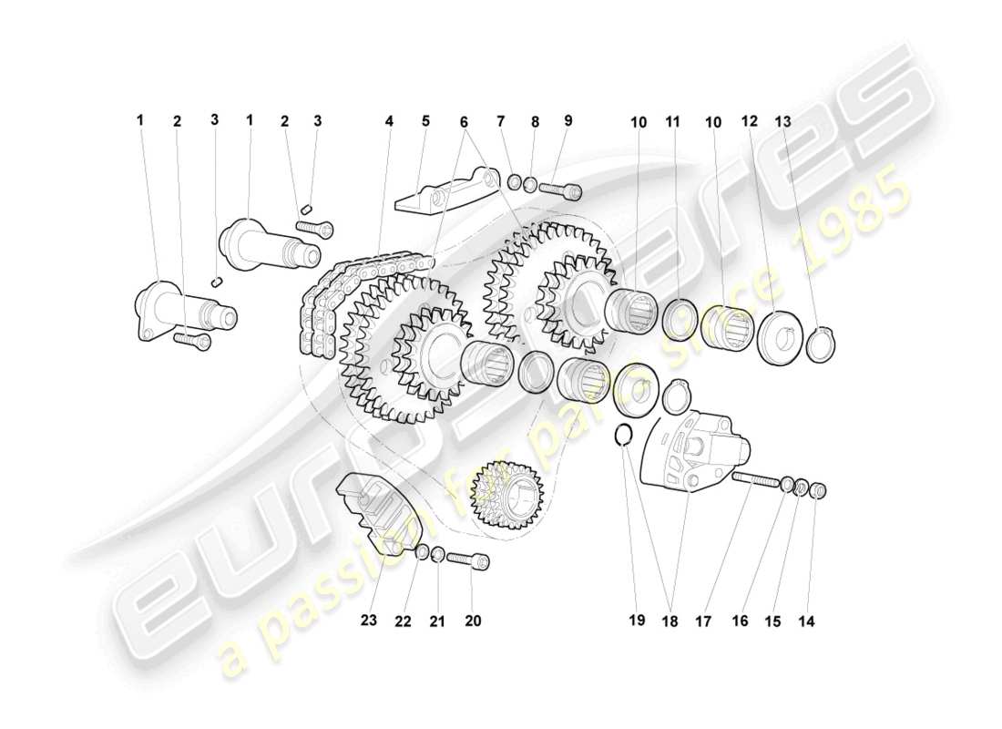 lamborghini murcielago roadster (2006) timing chain parts diagram