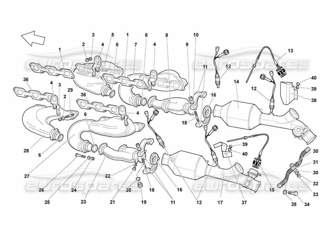 lamborghini murcielago lp670 exhaust system part diagram