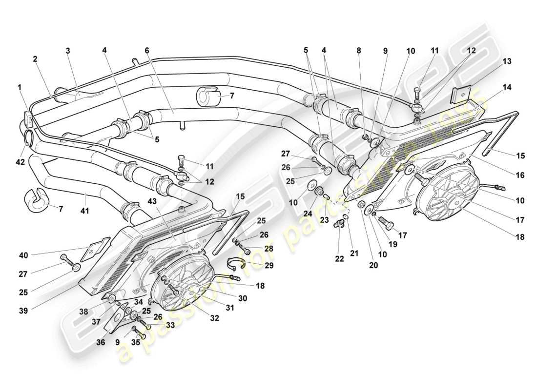 lamborghini murcielago roadster (2006) cooler for coolant parts diagram