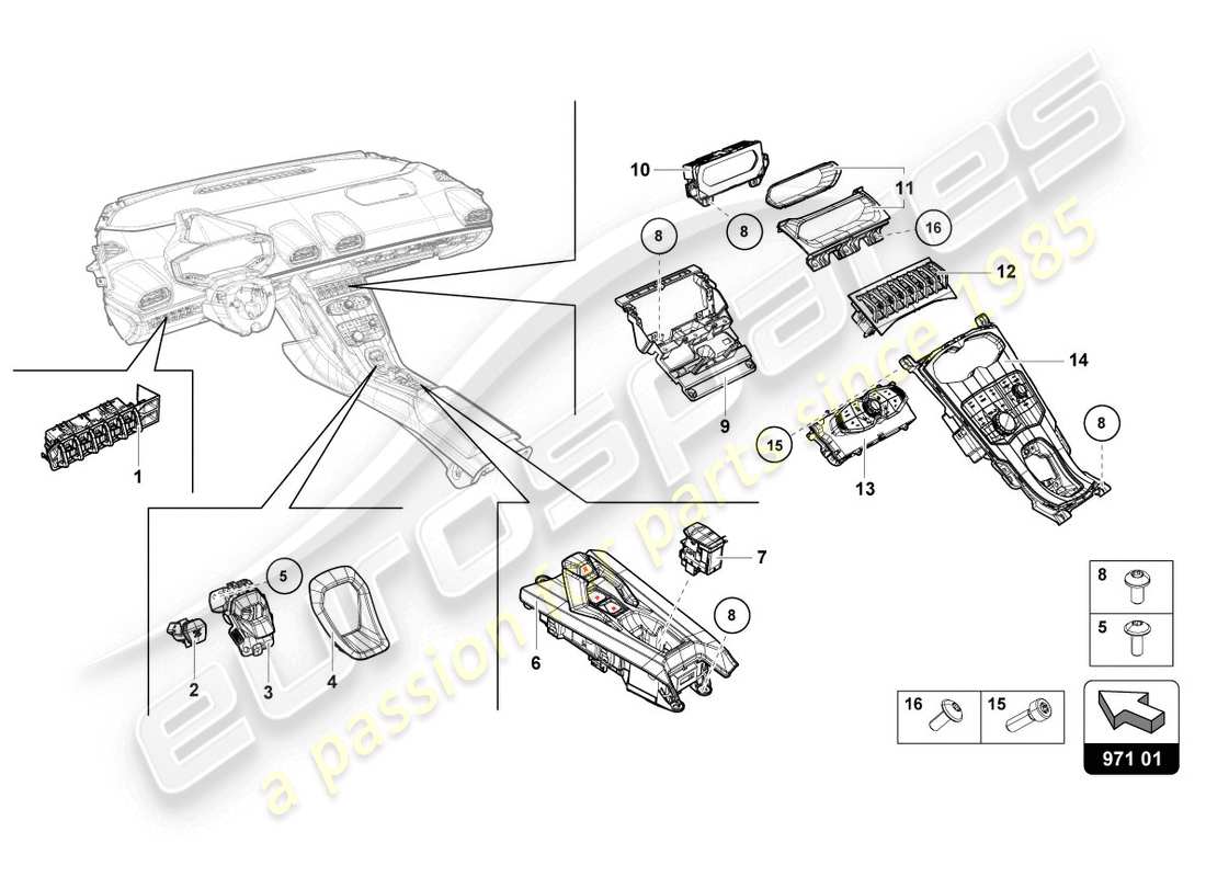 lamborghini 2019 (lp610-4 coupe) multiple switch part diagram
