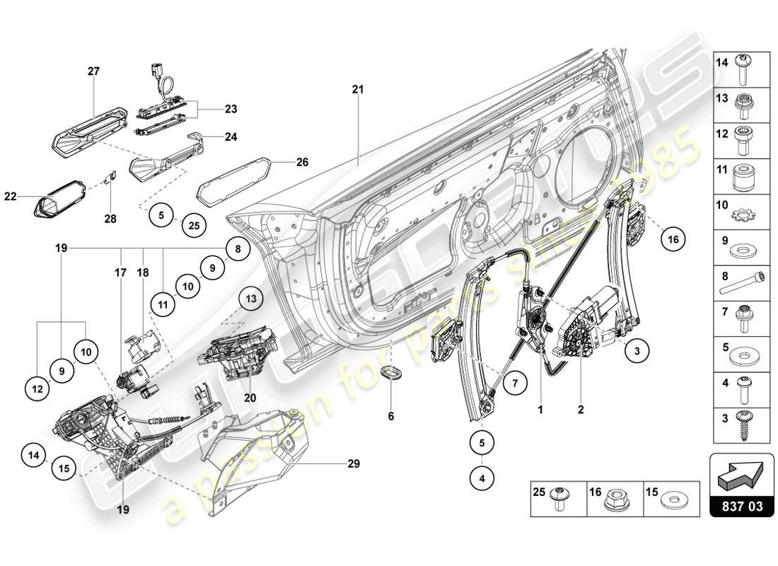 lamborghini 2014 (lp720-4 coupe 50) driver and passenger door part diagram