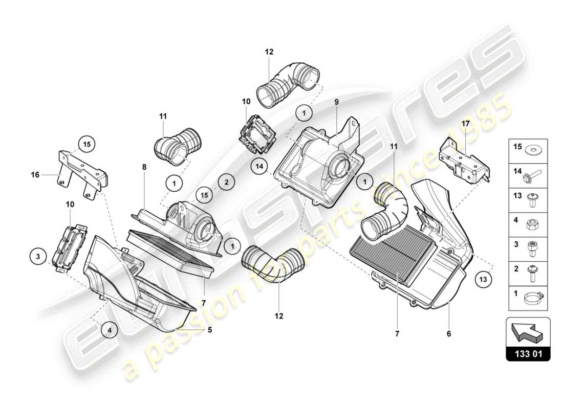 lamborghini 2020 (lp740-4 s coupe) air filter part diagram
