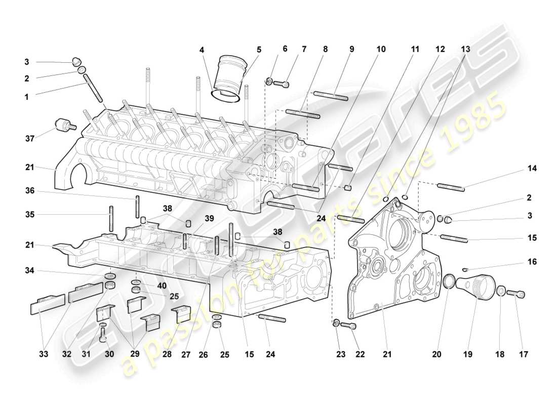 lamborghini murcielago coupe (2006) crankcase housing parts diagram