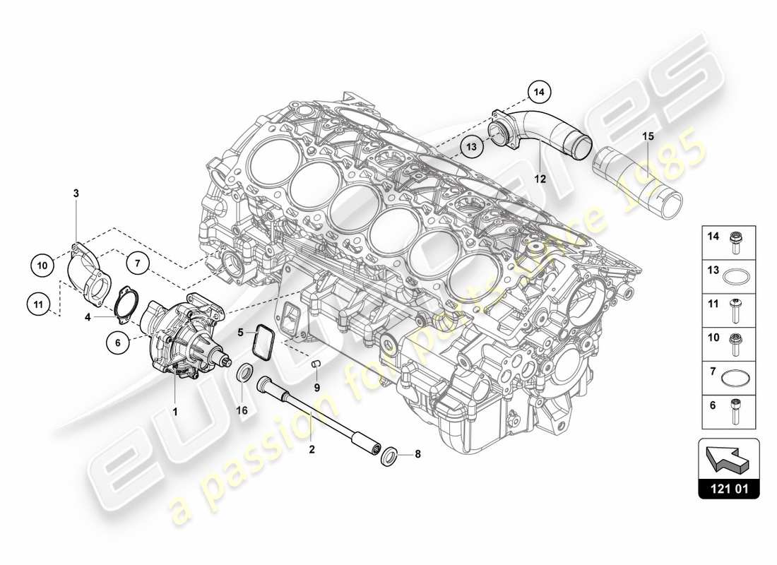 lamborghini lp700-4 coupe (2012) coolant pump part diagram