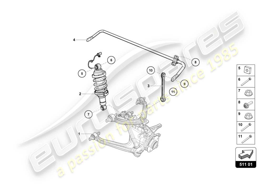 lamborghini lp610-4 coupe (2015) shock absorber parts diagram