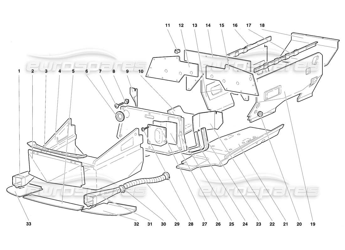 lamborghini diablo se30 (1995) frame floor panels parts diagram