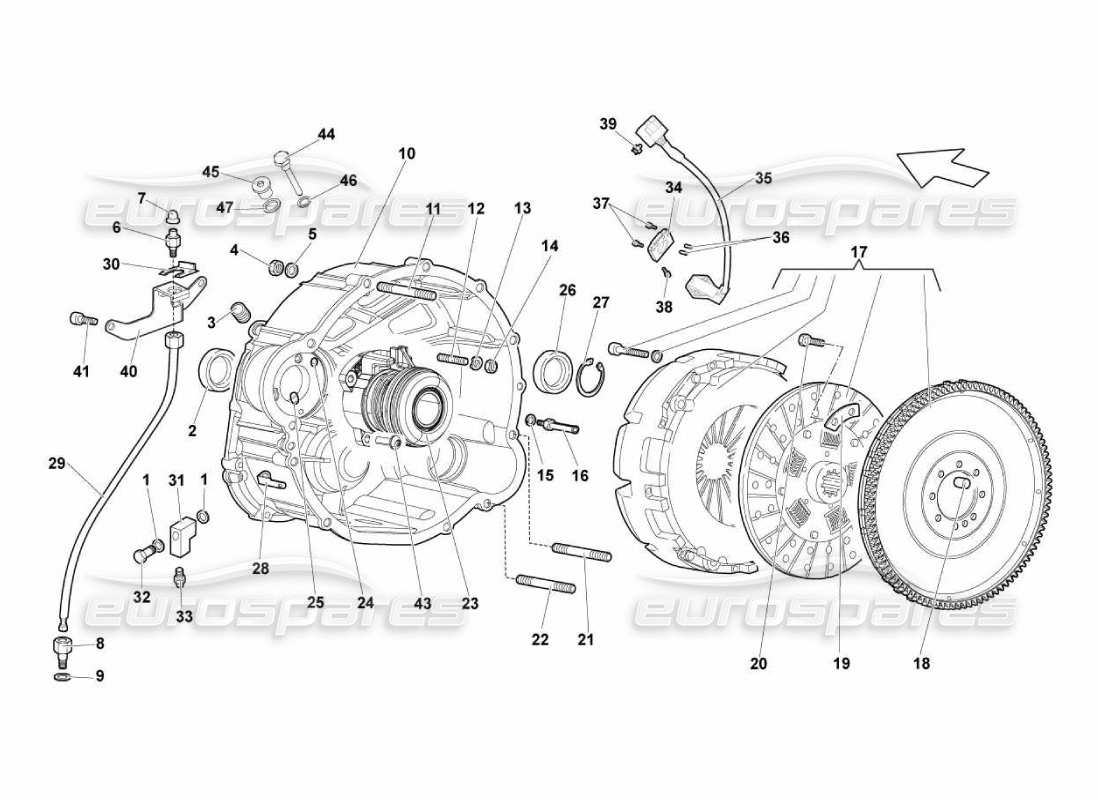 lamborghini murcielago lp670 clutch (e-gear) part diagram