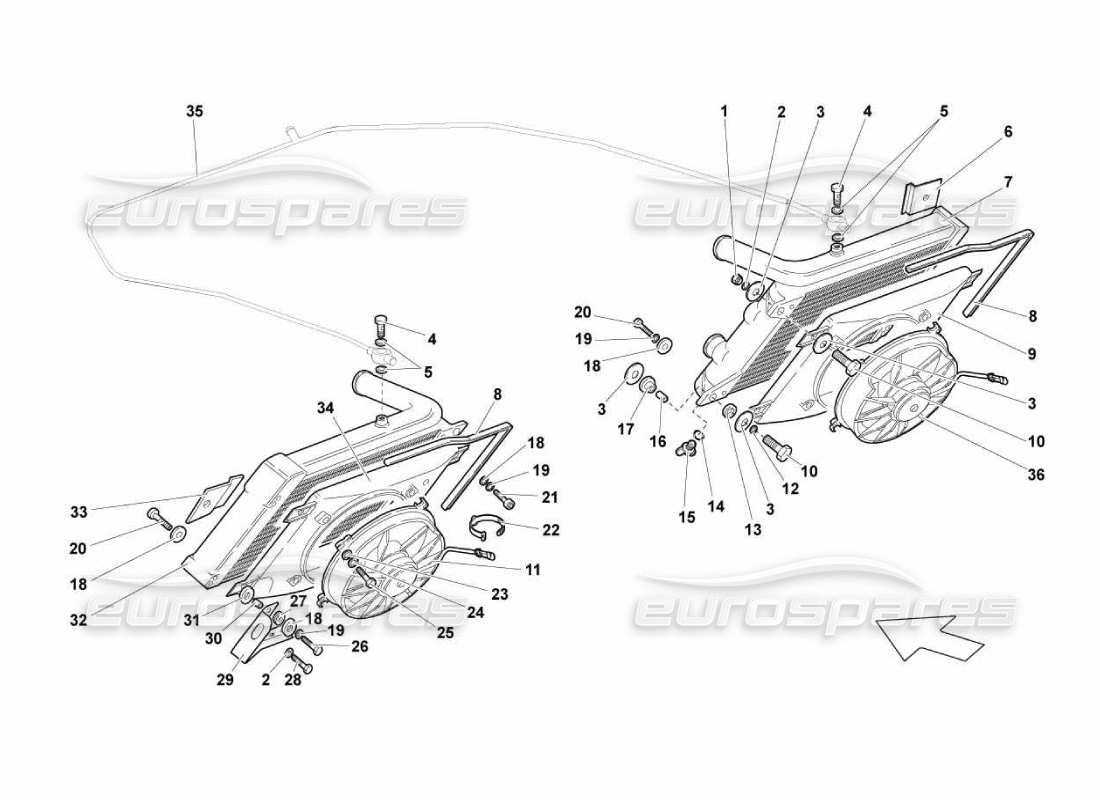 lamborghini murcielago lp670 water cooling system part diagram