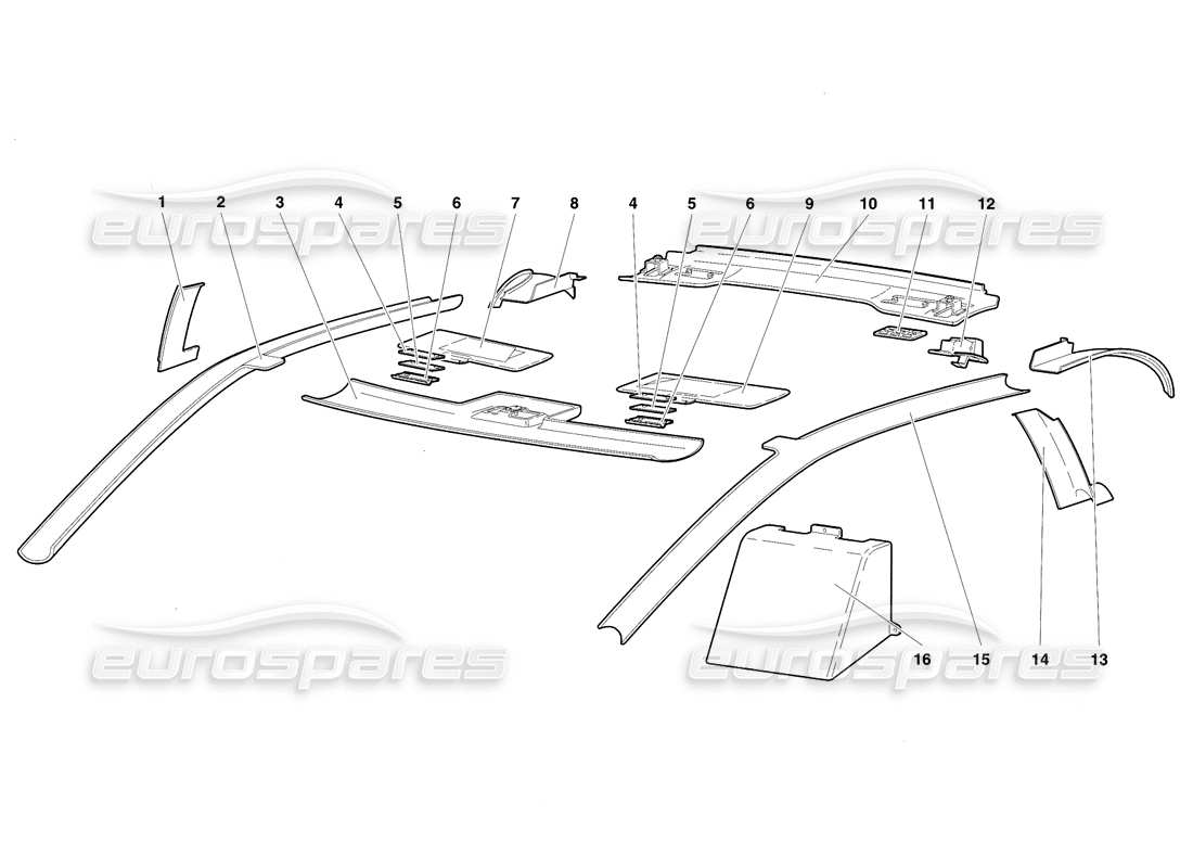 lamborghini diablo se30 (1995) passenger compartment trim parts diagram