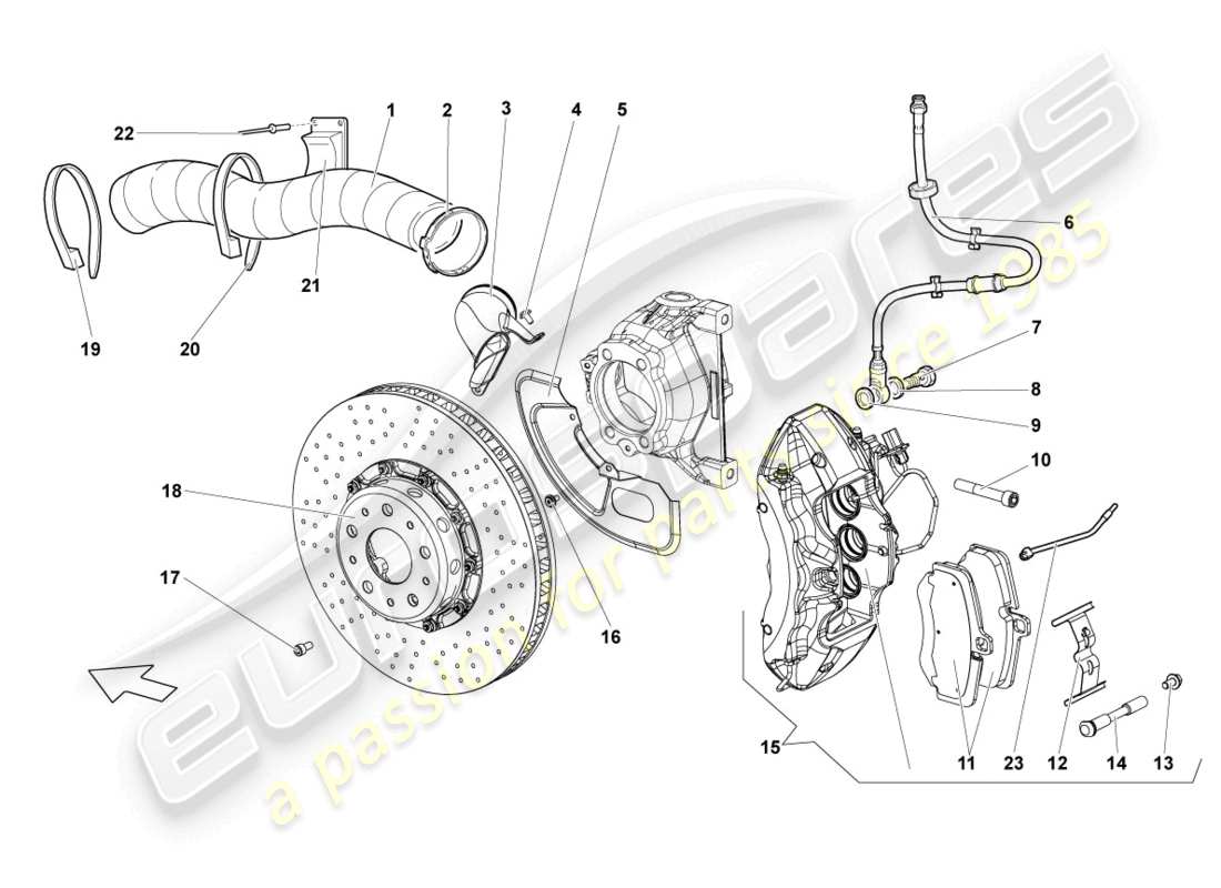 lamborghini murcielago roadster (2006) disc brake front part diagram